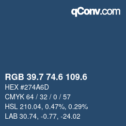 カラーコード: RGB 39.7 74.6 109.6 | qconv.com