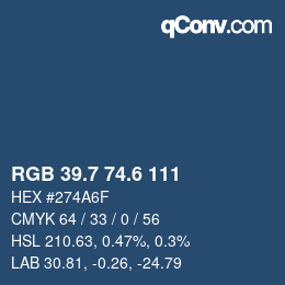 カラーコード: RGB 39.7 74.6 111 | qconv.com