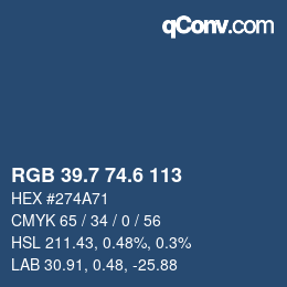 カラーコード: RGB 39.7 74.6 113 | qconv.com