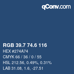 カラーコード: RGB 39.7 74.6 116 | qconv.com