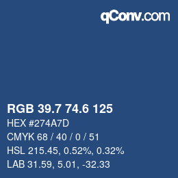 カラーコード: RGB 39.7 74.6 125 | qconv.com