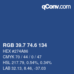 カラーコード: RGB 39.7 74.6 134 | qconv.com