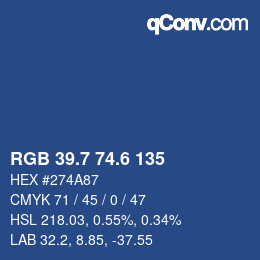 カラーコード: RGB 39.7 74.6 135 | qconv.com