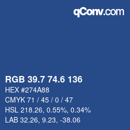 カラーコード: RGB 39.7 74.6 136 | qconv.com