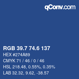 カラーコード: RGB 39.7 74.6 137 | qconv.com