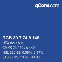 カラーコード: RGB 39.7 74.6 148 | qconv.com
