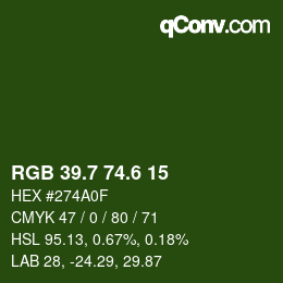 カラーコード: RGB 39.7 74.6 15 | qconv.com