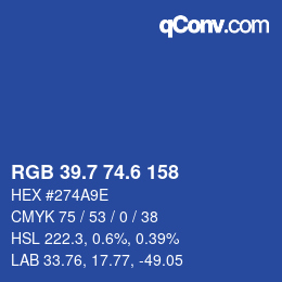 カラーコード: RGB 39.7 74.6 158 | qconv.com