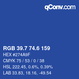 カラーコード: RGB 39.7 74.6 159 | qconv.com