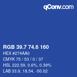 カラーコード: RGB 39.7 74.6 160 | qconv.com
