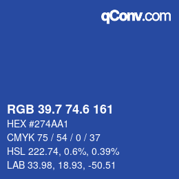 カラーコード: RGB 39.7 74.6 161 | qconv.com