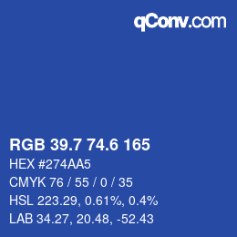 カラーコード: RGB 39.7 74.6 165 | qconv.com