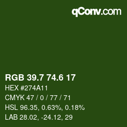 カラーコード: RGB 39.7 74.6 17 | qconv.com