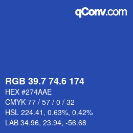 カラーコード: RGB 39.7 74.6 174 | qconv.com
