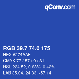 カラーコード: RGB 39.7 74.6 175 | qconv.com