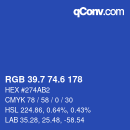 カラーコード: RGB 39.7 74.6 178 | qconv.com