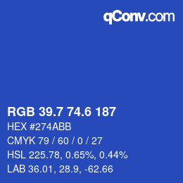 カラーコード: RGB 39.7 74.6 187 | qconv.com