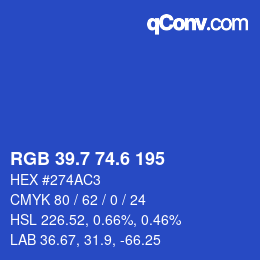 カラーコード: RGB 39.7 74.6 195 | qconv.com