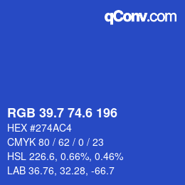 カラーコード: RGB 39.7 74.6 196 | qconv.com