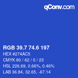 カラーコード: RGB 39.7 74.6 197 | qconv.com