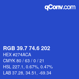 カラーコード: RGB 39.7 74.6 202 | qconv.com