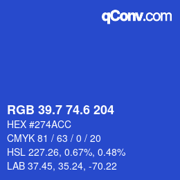 カラーコード: RGB 39.7 74.6 204 | qconv.com