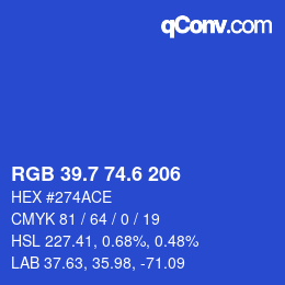 カラーコード: RGB 39.7 74.6 206 | qconv.com