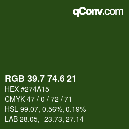 カラーコード: RGB 39.7 74.6 21 | qconv.com