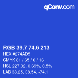 カラーコード: RGB 39.7 74.6 213 | qconv.com