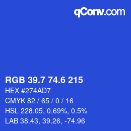 カラーコード: RGB 39.7 74.6 215 | qconv.com