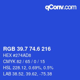 カラーコード: RGB 39.7 74.6 216 | qconv.com