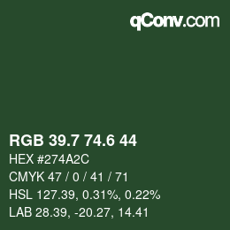 カラーコード: RGB 39.7 74.6 44 | qconv.com