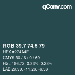 カラーコード: RGB 39.7 74.6 79 | qconv.com
