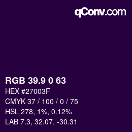 カラーコード: RGB 39.9 0 63 | qconv.com
