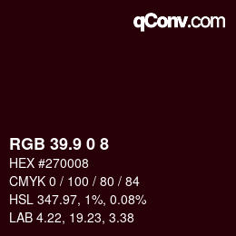 カラーコード: RGB 39.9 0 8 | qconv.com