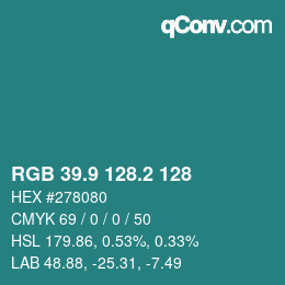 カラーコード: RGB 39.9 128.2 128 | qconv.com