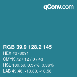Color code: RGB 39.9 128.2 145 | qconv.com