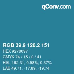 カラーコード: RGB 39.9 128.2 151 | qconv.com