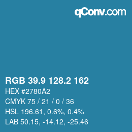 Farbcode: RGB 39.9 128.2 162 | qconv.com