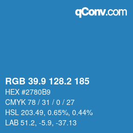 Color code: RGB 39.9 128.2 185 | qconv.com