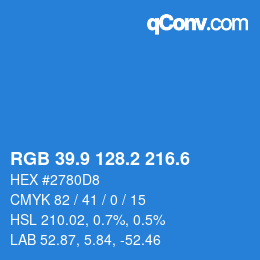 カラーコード: RGB 39.9 128.2 216.6 | qconv.com