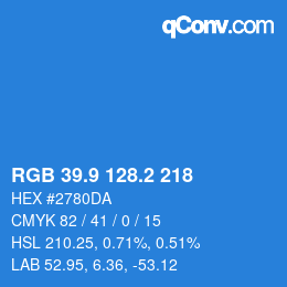 カラーコード: RGB 39.9 128.2 218 | qconv.com