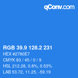 Color code: RGB 39.9 128.2 231 | qconv.com