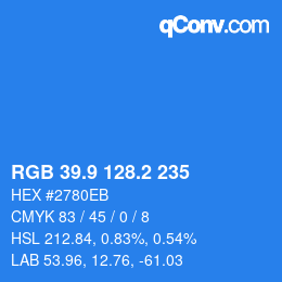 Color code: RGB 39.9 128.2 235 | qconv.com