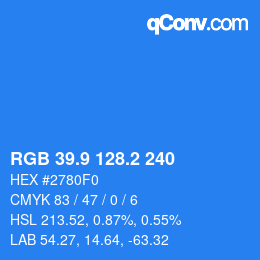 カラーコード: RGB 39.9 128.2 240 | qconv.com