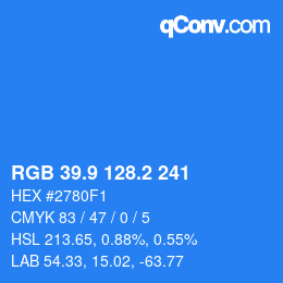 Color code: RGB 39.9 128.2 241 | qconv.com