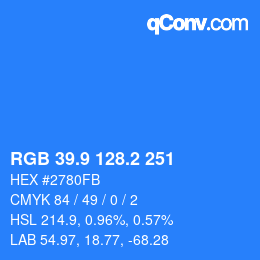 Color code: RGB 39.9 128.2 251 | qconv.com