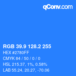 Color code: RGB 39.9 128.2 255 | qconv.com