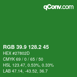 カラーコード: RGB 39.9 128.2 45 | qconv.com
