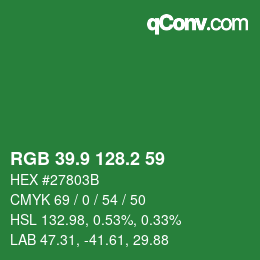 カラーコード: RGB 39.9 128.2 59 | qconv.com